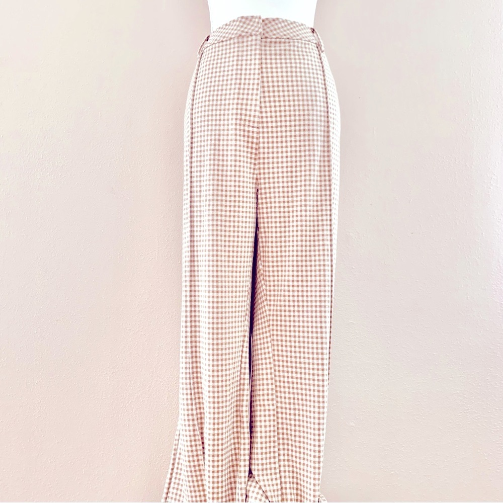 Ivy City Co Drew Cream & Tan Checkered Pants.